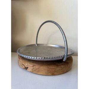 Vintage Small Tin Handled Platter Serving Tray or Decor